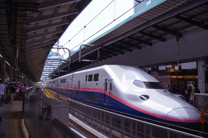 A photo of a bullet train.
